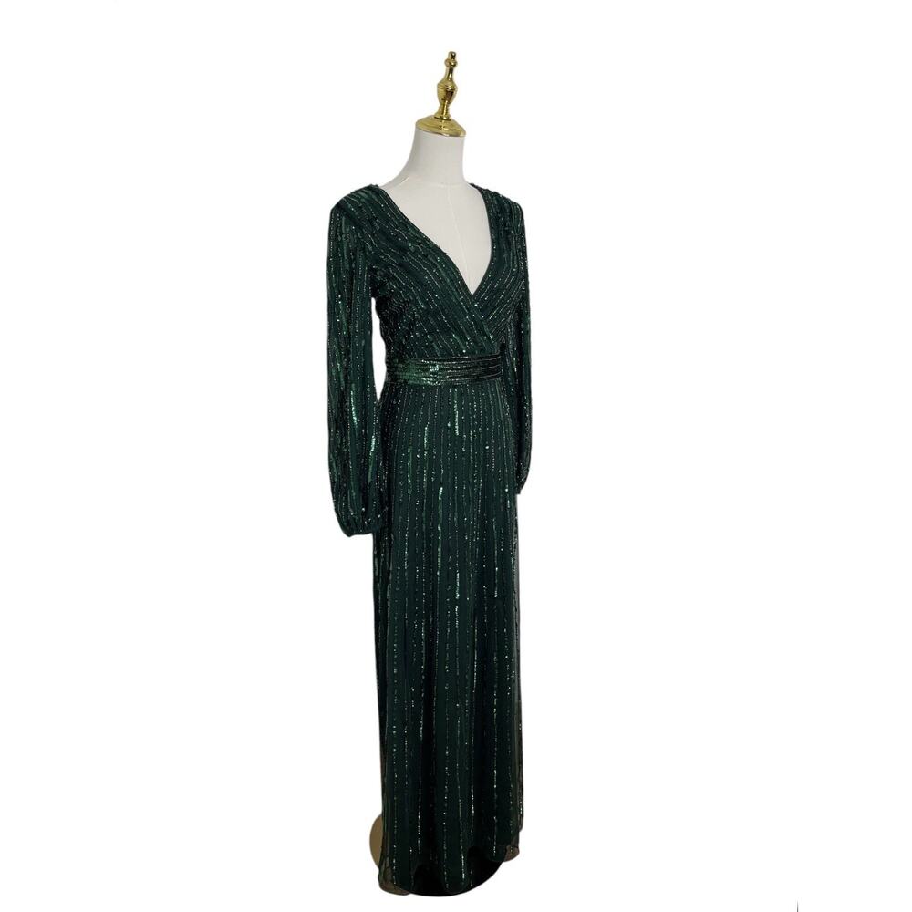 Mac Duggal 5718 Long Sleeve Sequin Gown Dark Green Size 4 $598 - Picture 4 of 7